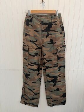 GAP Pants Women's 4 Long Green Camo Loose Khaki Cargo 90's Y2K Army Trouser